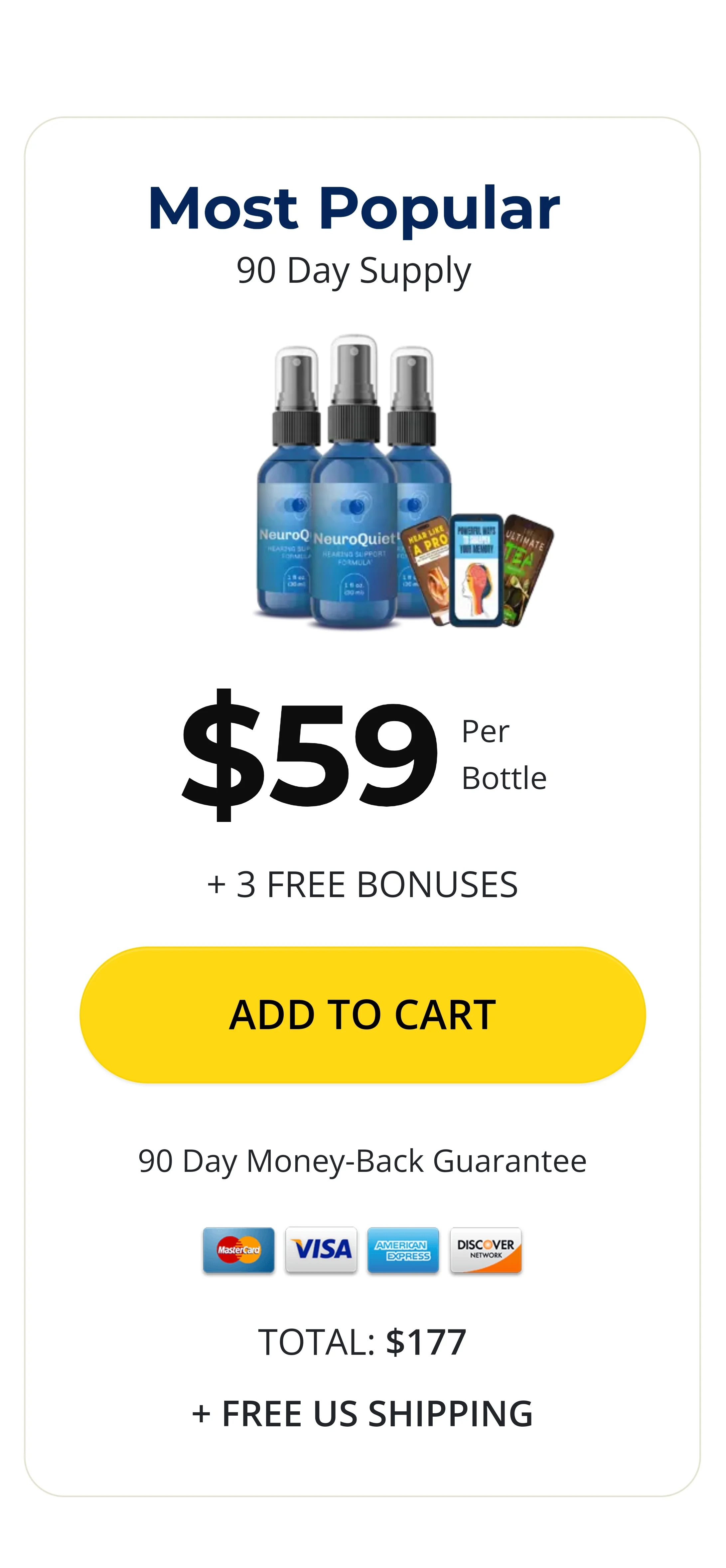 NeuroQuiet™ 3 bottles pricing